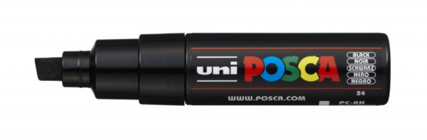 Posca PC-8K Marcador de Pintura - Punta Biselada Acrilica 8mm - Tinta Base al Agua - Resistente a la Luz - No Permanente - Color