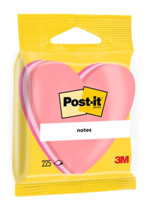 Post-It Bloc de 225 Notas Adhesivas Reposicionables - Forma Corazon - 70x70mm - Color Rosa