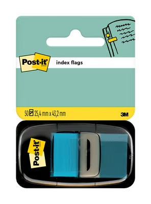 Post-it Index Dispensador con 50 Marcadores Reposicionables 25.4 x 43.2mm - Adherencia Firme - Para Marcar, Señalar o Destacar