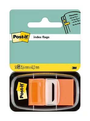 Post-it Index Dispensador con 50 Marcadores Reposicionables 25.4 x 43.2mm - Adherencia Firme - Para Marcar, Señalar o Destacar Informacion - 7000144932 - Color Naranja