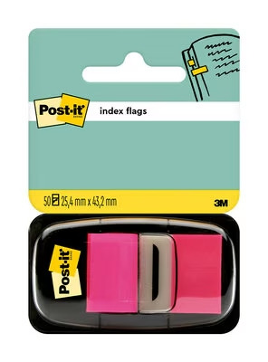 Post-it Index Dispensador con 50 Marcadores Reposicionables 25.4 x 43.2mm - Adherencia Firme - Para Marcar, SeÃ±alar o Destacar Informacion - 7100062569 - Color Rosa