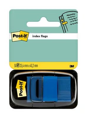Post-it Index Dispensador con 50 Marcadores Reposicionables 25.4 x 43.2mm - Adherencia Firme - Para Marcar, SeÃ±alar o Destacar Informacion - 7100089834 - Color Azul