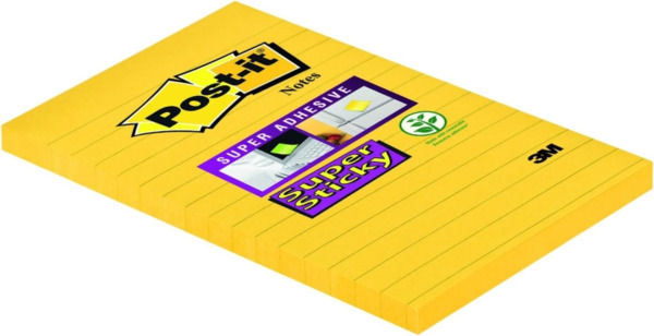 Post-It Super Sticky Bloc de 75 Notas Adhesivas Reposicionables - Forma Rectangular - 101x152mm - Color Ultra Amarillo