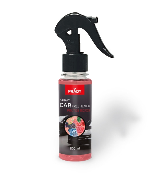 Prady Ambientador Coche Frutos Rojos - Frasco de 100 ml - Spray Pulverizador