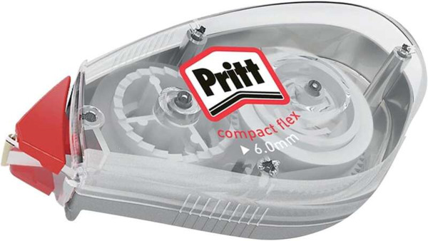 Pritt Compact Flex Cinta Correctora 6mmx10m - Punta Flexible - Correcion Suave y Limpia - Correccion en 2 Sentidos - Capuchon Pr