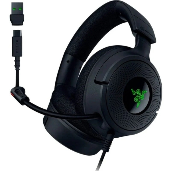 Razer Kraken V4 X Auriculares Gaming - Microfono Plegable Cardioide Razer HyperClear - Sonido 7.1 - Multiplataforma - Conexion U