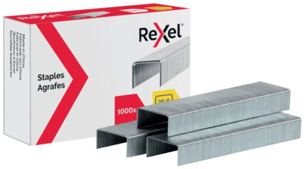 Rexel Caja de 1000 Grapas 26/6 NÂº56 - Hasta 20 Hojas - Acero de Alta Calidad - Patilla de 6mm