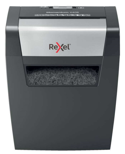 Rexel Momentum X406 Destructora Papel Corte Confeti P-4 - Destruye hasta 7 Hojas a la Vez - Capacidad de la Papelera 15L - Color