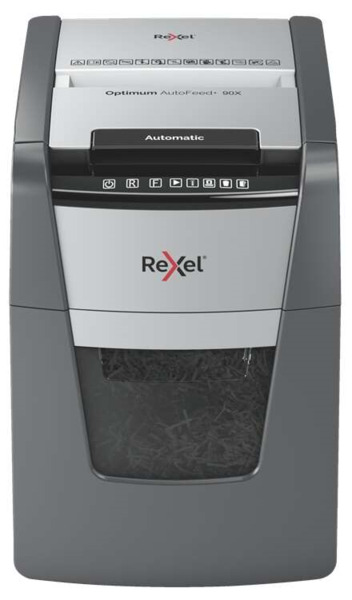 Rexel Optimum AutoFeed 90X Destructora Automatica de Corte en Particulas P-4 - Autoalimentacion 90 Hojas, Manual 8 Hojas - Anti