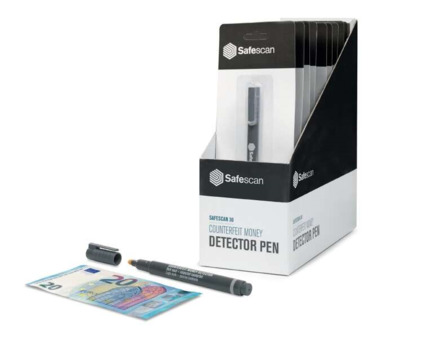 Safescan 30 Expositor de 10 Boligrafos Detectores de Billetes Falsos - Verificacion en 2 Segundos - Tinta con Base de Yodo
