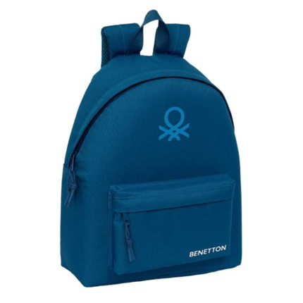 Safta Benetton Basics Marino Mochila - Bolsillo Frontal - Hombreras Acolchadas - Doble Tirador en Cremallera - Asa Superior de Transporte - 20.80L - 330x150x420mm - Color Azul Oscuro