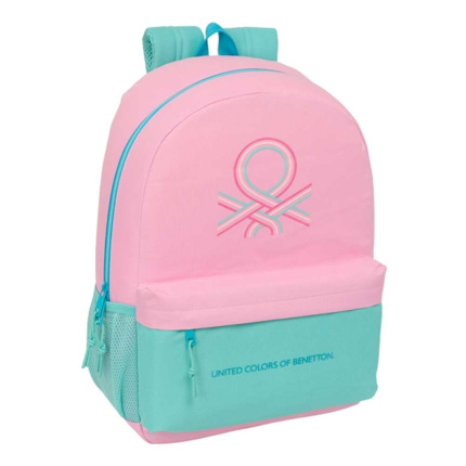 Safta Benetton Dolce Mochila Adaptable a Carro - Bolsillos Laterales - Doble Tirador en Cremallera - Ergonomia Acolchada - Asa Superior - 19L - 300x140x460mm - Color Rosa Pastel