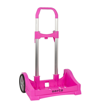 Safta Evolution Carro Portamochilas- Sujecion Universal - Ruedas de 14cm Antivibracion - Aluminio/PP - 40x85x28cm - Color Magenta