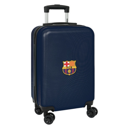 Safta F.C. Barcelona Maleta con Ruedas 20" - Asa Telescopica - 4 Ruedas Giratorias - Cierre con Candado - 34.5x55x20cm - Color Azul Marino