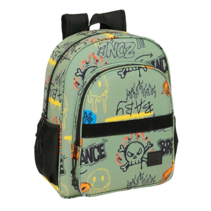Safta Graffiti Zone Mochila - Adaptable a Carro - Bolsillos Laterales - Doble Tirador - Hombreras Acolchadas - Bolsillo Frontal - Asa Superior - 15L - 320x120x380mm - Color Verde