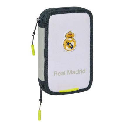 Safta Real Madrid 1Âª Equipacion 24/25 Plumier 28 Pcs - 2 Compartimentos - 28 Piezas - 12.5x19.5x4cm - Color Blanco/Negro