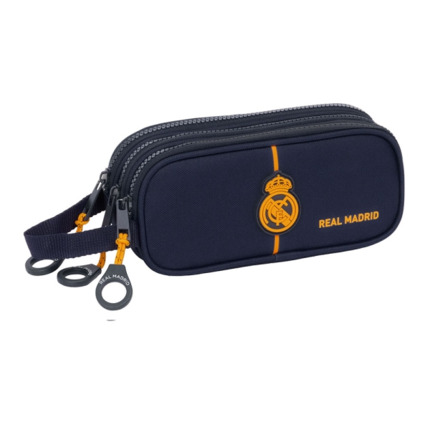 Safta Real Madrid 2Âª Equipacion 24/25 Estuche Portatodo - 3 Compartimentos - Asa de Mano - 21x8.5x7cm - Color Azul Marino