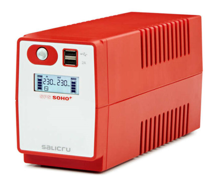 Salicru SPS 500 SOHO+ IEC Sistema de Alimentacion Ininterrumpida - SAI/UPS - 500 VA - Line-interactive - Doble Cargador USB - Tipo de Tomas IEC - Color Rojo