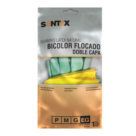 Santex Guantes de Latex Talla XL - Doble Capa - Interior Algodon Flocado - Palma y Dedos Texturizados - Conforme (UE) 2016/425 -
