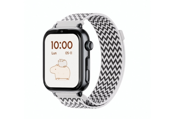 Savefamily Reloj Inteligente Infantil SaveWatch Plus 2 - Pantalla Amoled - Carcasa Negra - Correa Tela Zigzag