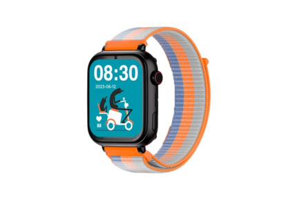 Savefamily Reloj Inteligente Infantil SaveWatch Plus con GPS y Llamada - IP67 - Boton SOS - Carcasa Negra - Correa Tela Naranja