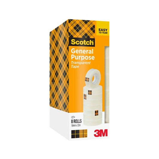 Scotch 508 Pack de 8 Cintas Adhesivas - 19mm x 33m - Transparente