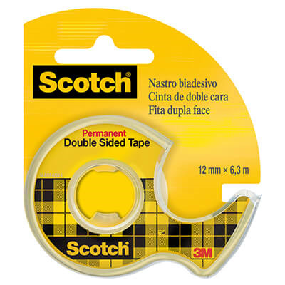Scotch Cinta Adhesiva de Doble Cara en Dispensador 12mmx6.3m - Adhesivo Permanente - Multiples Usos - Practico Dispensador - 710