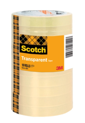Scotch Pack de 10 Cintas Adhesivas - 15mm x 66m - Color Transparente