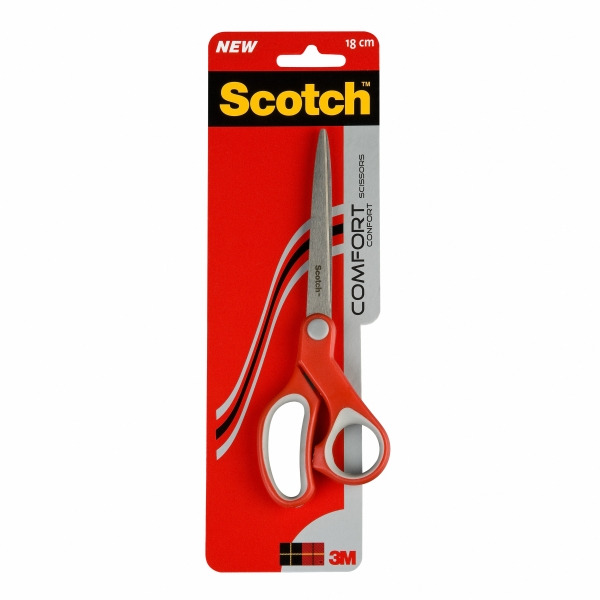 Scotch Tijeras Ergonomicas 20cm - Acero Inoxidable - Mango Ergonomico - Color Rojo
