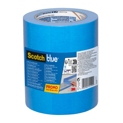Scotchblue Pack de 3 Cintas de Enmascarar - 48mm x 41m - 100% PEFC - Multisuperficie - Color Azul