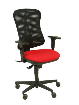 Silla de Oficina Agudo sincro malla negra asiento tela rojo brazos regulables