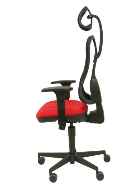 Silla de oficina Agudo sincro malla negra asiento tela rojo brazos regulables con cabecero (4)