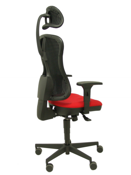 Silla de oficina Agudo sincro malla negra asiento tela rojo brazos regulables con cabecero (7)