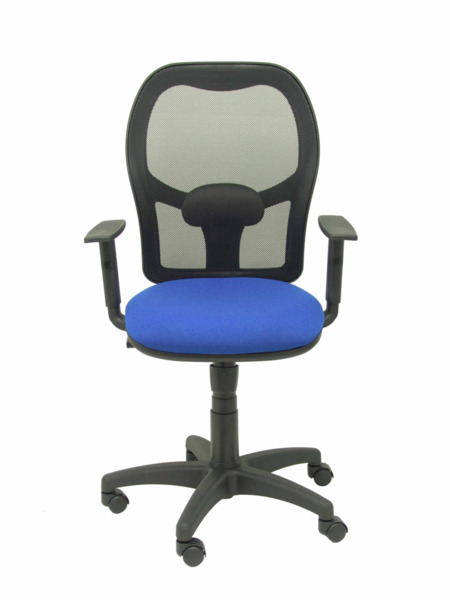 Silla de oficina Alocén malla negra asiento bali azul brazos regulables (2)
