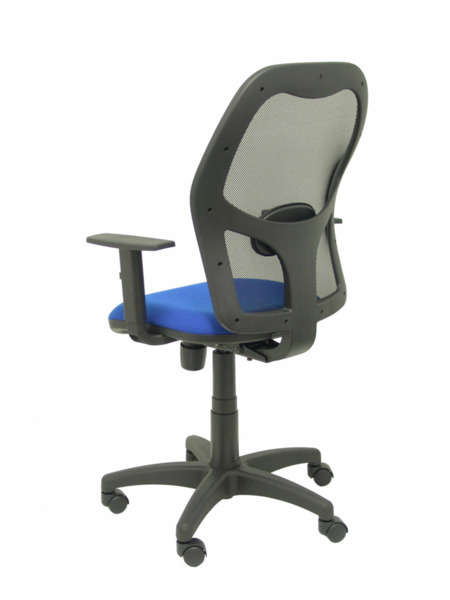 Silla de oficina Alocén malla negra asiento bali azul brazos regulables (5)