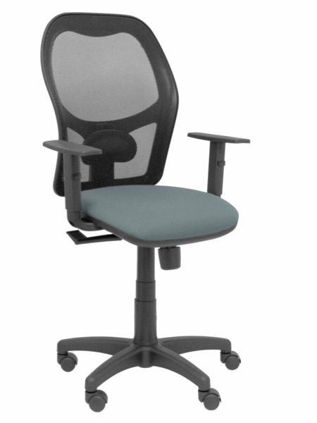 Silla de oficina Alocén malla negra asiento bali gris brazos regulables (1)