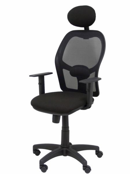 Silla de oficina Alocén malla negra asiento bali negro brazos regulables cabecero fijo (3)