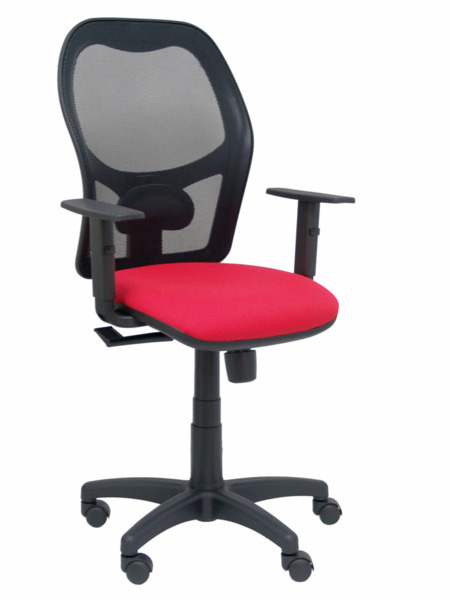 Silla de oficina Alocén malla negra asiento bali rojo brazos regulables (1)