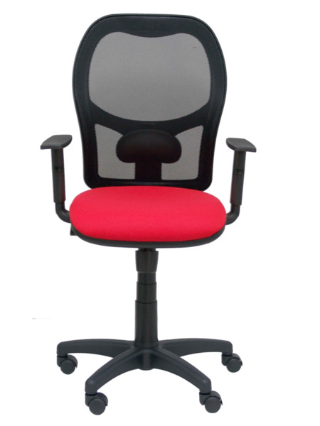 Silla de oficina Alocén malla negra asiento bali rojo brazos regulables (2)