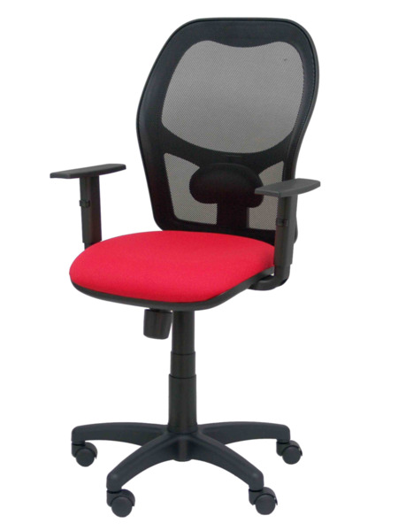 Silla de oficina Alocén malla negra asiento bali rojo brazos regulables (3)