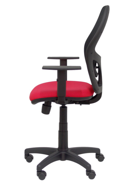 Silla de oficina Alocén malla negra asiento bali rojo brazos regulables (4)