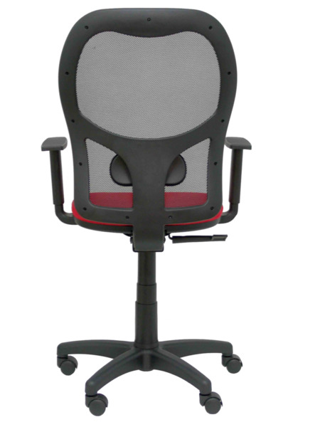 Silla de oficina Alocén malla negra asiento bali rojo brazos regulables (6)