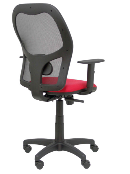 Silla de oficina Alocén malla negra asiento bali rojo brazos regulables (7)