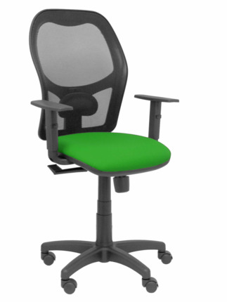 Silla de oficina Alocén malla negra asiento bali verde brazos regulables