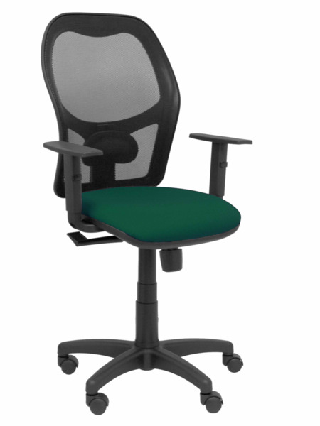 Silla de oficina Alocén malla negra asiento bali verde brazos regulables (1)