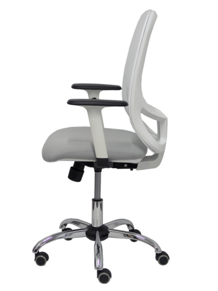 Silla de oficina Cilanco blanca malla blanca asiento bali gris brazo regulable base cromada ruedas de parqué (4)