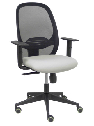 Silla de oficina Cilanco negra malla negra asiento bali gris brazo regulable.