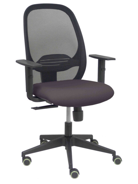 Silla de oficina Cilanco negra malla negra asiento bali gris oscuro brazo regulable (1)