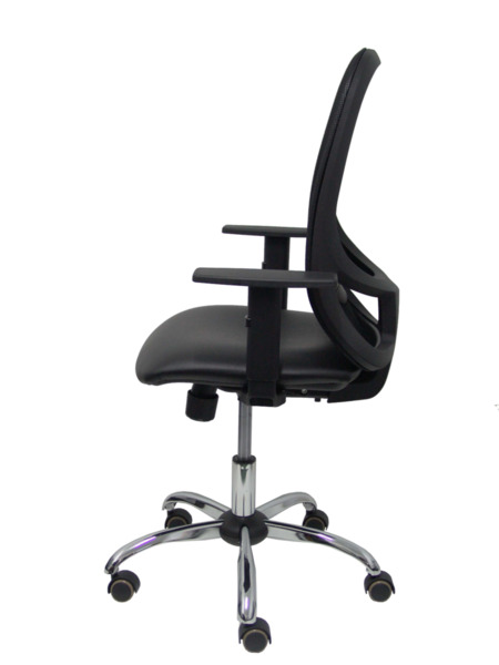 Silla de oficina Cilanco negra malla negra asiento similpiel negro brazo regulable base cromada (4)