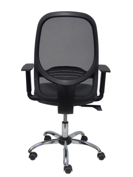 Silla de oficina Cilanco negra malla negra asiento similpiel negro brazo regulable base cromada (6)